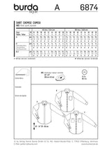 Patrón N ° 6874: Camisa de hombre con variantes de cuello