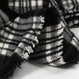 Laine mélangée brossé à carreaux noir, blanc et gris