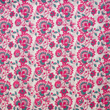 Indian cotton printed Sandhya turquoise and pink white background