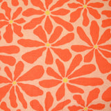 Double gaze imprimée flower power fond mandarine