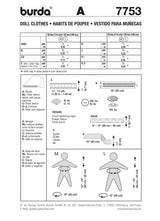 Patrón N ° 7753: ropa de muñeca