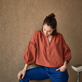 Okinawa woman sewing pattern blouse and dress
