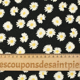 Jacquard de coton natté marguerite fond noir