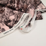 Satén de seda estampado fondo rosa selva