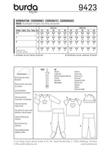 Patron n°9423 : Ensemble pour enfants, T-shirt, Pantalon et Bonnet