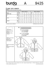 Patrón N ° 9425: chaqueta, sudadera con capucha