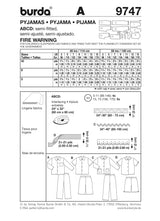 Patron n ° 9747: pajamas
