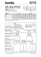 Patrón N ° 9772: pantalones y falda