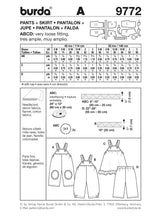 Patrón N ° 9772: pantalones y falda