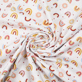Yellow rainbow printed cotton poplin