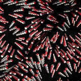 Panne de velours nuit électrique rouge et gris fond noir