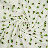 Double printed gauze green avocado white background