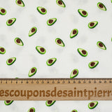Double printed gauze green avocado white background