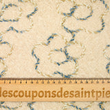 Lainage bouclette fantaisie fleurs fond beige