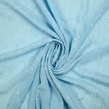 Voile de polyester brodé floral bohème bleu ciel