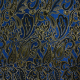 Brocart lamé doré esprit cachemire noir fond bleu roi