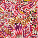 Viscose matelassée double face ikat et cachemire rose et violet au mètre