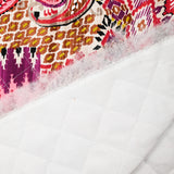 Viscose matelassée double face ikat et cachemire rose et violet au mètre