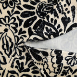 Short velvet jersey with cashmere print and black flower on ivory background