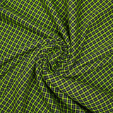 Polycoton tissé-teint à carreaux gris anthracite et vert pomme
