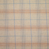 Coton tissé teint carreaux ciel et marron fond beige chiné