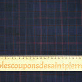 Tissu tailleur laine mélangée à carreaux brique fond bleu marine