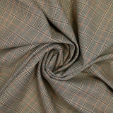 Tissu tailleur laine mélangée à carreaux chocolat fond beige