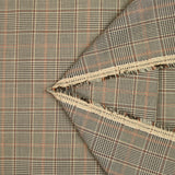 Tissu tailleur laine mélangée à carreaux chocolat fond beige