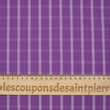 Woven-dyed polycotton with ecru check, amethyst purple background
