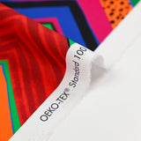 Retro green and orange chevron printed cotton poplin