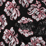 Lace printed sky blue flowers and wine red black background
