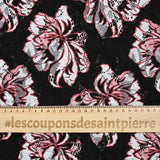 Lace printed sky blue flowers and wine red black background