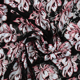 Lace printed sky blue flowers and wine red black background
