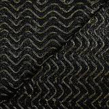 Dentelle polyester ajourée vagues lurex doré et noir