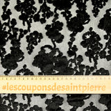Velours de viscose dévoré sur maille fleurs noires