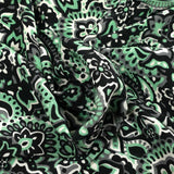 Green and gray printed viscose printed arabesque