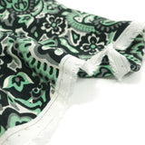 Green and gray printed viscose printed arabesque