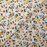 Popeline de coton BIO imprimée jardin de roses fond blanc cassé