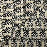 Viscose satin printed with black breath on ecru background