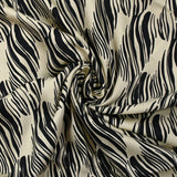 Viscose satin printed with black breath on ecru background