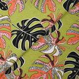 Lin viscose imprimé pluie de monsteras fond vert