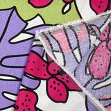 Lin viscose imprimé jardin tropical violet fond blanc