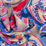 Viscosa estampada campo azul y fucsia
