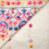 Yrena scalloped embroidered cotton veil in royal blue, orange and fuchsia off-white background
