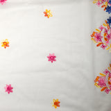 Yrena scalloped embroidered cotton veil in royal blue, orange and fuchsia off-white background