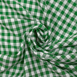 Polycotton woven-dyed linen look meadow green and white gingham