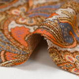 Maille Milano Lurex cachemire orange et bleu fond grège