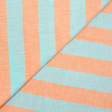Coton rayé bleu et mandarine