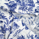 100% Lin Print Live Natural Marine White background