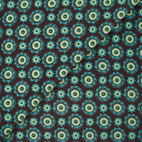 Velours de coton côtelé imprimé rosaces turquoise fond marron